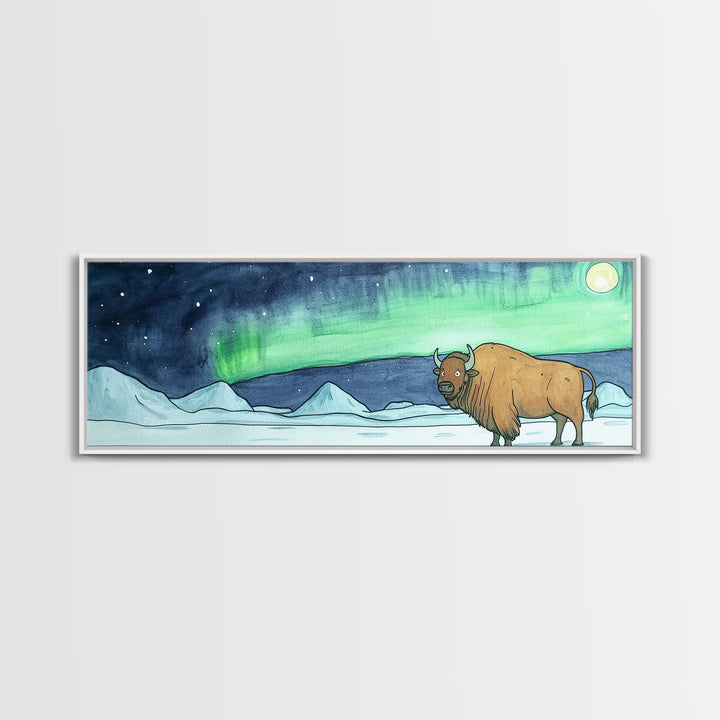 Aurora Musk Ox Arctic Tundra Wall Art, Northern Lights Animal Print, Winter Landscape Decor, Rustic Cabin Home Decor Gift