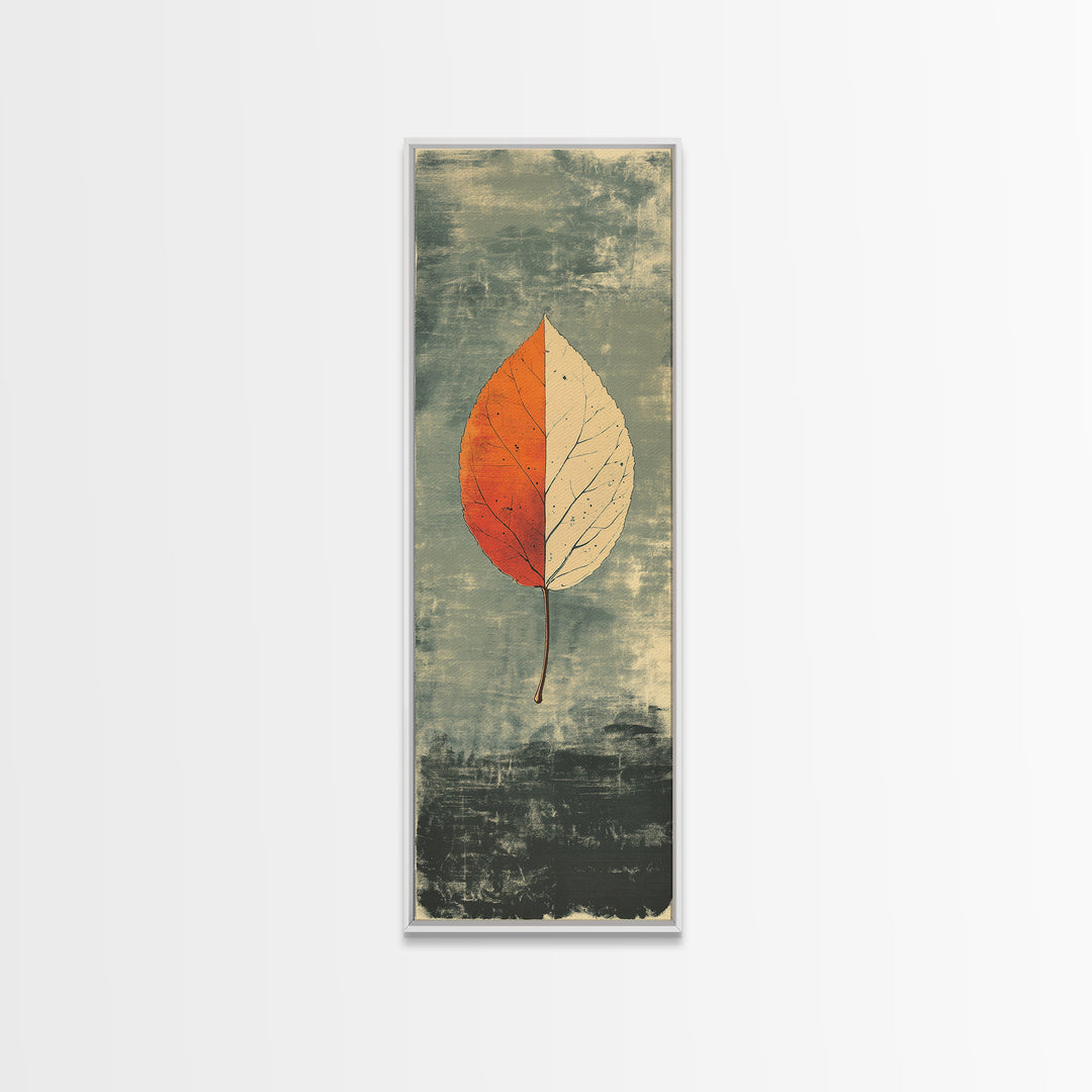 Single Autumn Leaf Minimalist Wall Art, Botanical Print, Japandi Neutral Decor, Earth Tone Modern Home Decor Framed Canvas Print