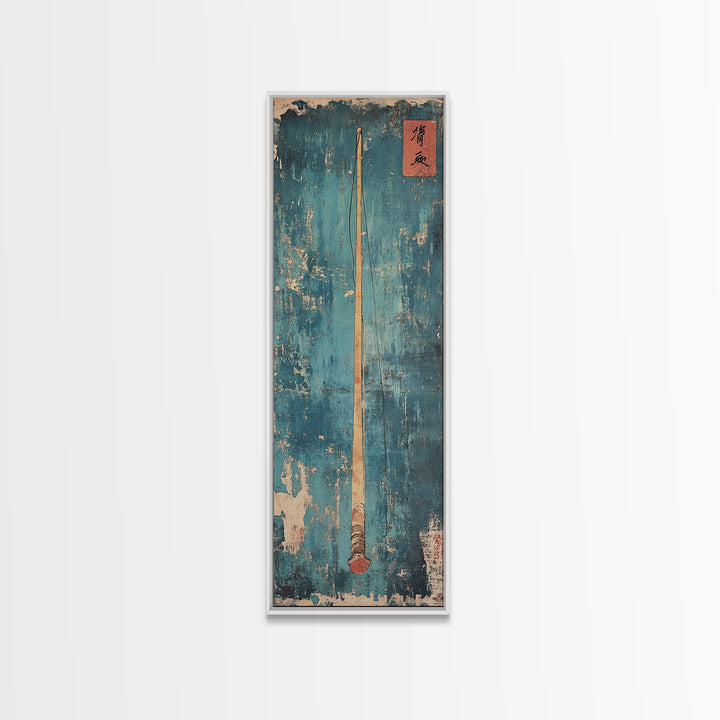 Minimal Oar Paddle Wall Art, Nautical Canvas Print, Lake House Decor, Coastal Wall Decor, Rustic Blue Maritime Art, Gift For Him