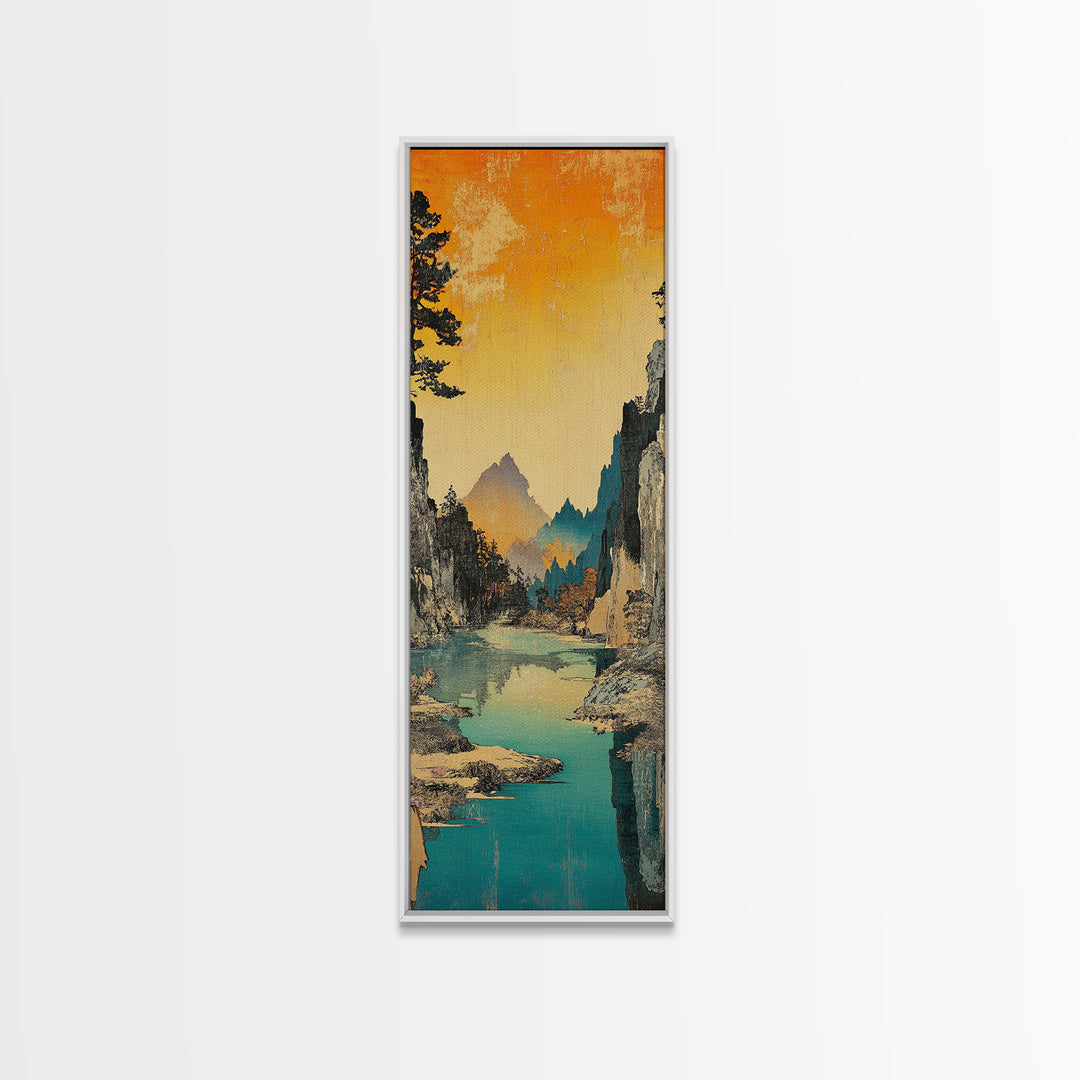 Turquoise River Through Rocky Canyon Wall Art, Mountain Landscape Print, Nature Wall Decor, Rustic Cabin Decor, Oversized Canvas