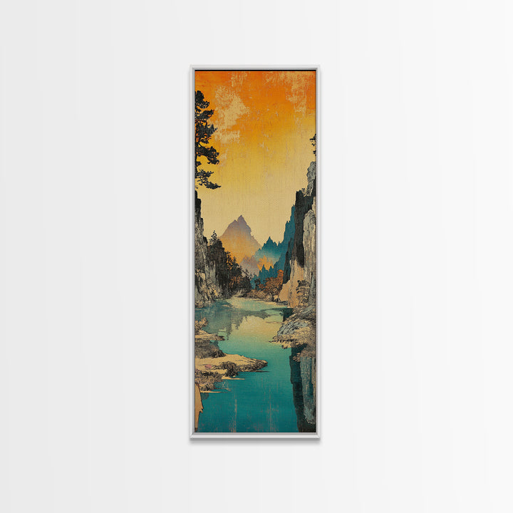 Turquoise River Through Rocky Canyon Wall Art, Mountain Landscape Print, Nature Wall Decor, Rustic Cabin Decor, Oversized Canvas
