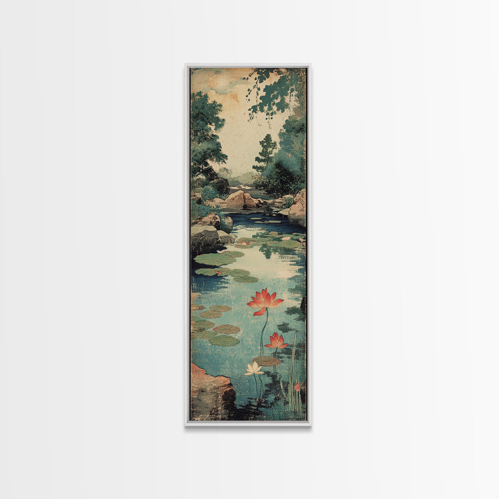 Lotus Pond With Water Lilies Canvas Print, Japanese Garden Wall Art, Serene Nature Print, Zen Home Decor For Living Room