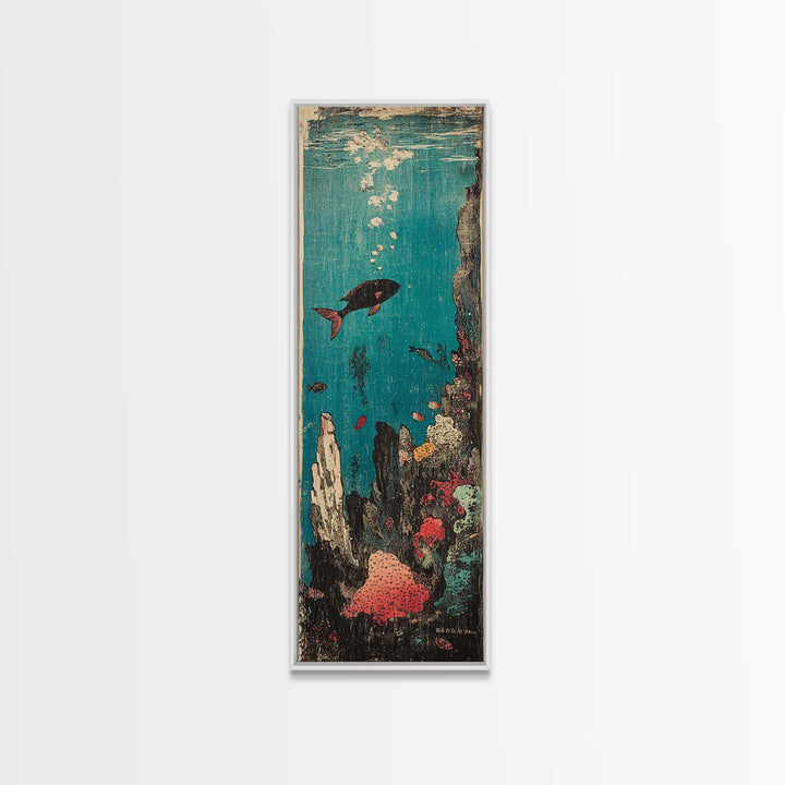 Tropical Fish And Coral Reef Canvas Print, Underwater Ocean Wall Art, Coastal Bathroom Decor, Marine Life Nursery Art Print