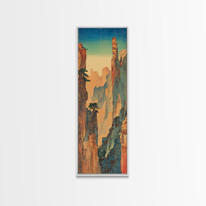 Tall Desert Canyon Cliffs In Blue Light Wall Art, Southwest Landscape Print, Vertical Nature Decor, Large Living Room Art