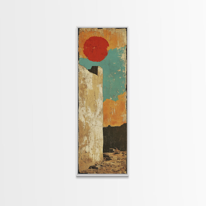 Minimalist Red Sun Desert Wall Art, Modern Abstract Landscape Canvas Print, Warm Earth Tone Decor For Entryway And Home Decor
