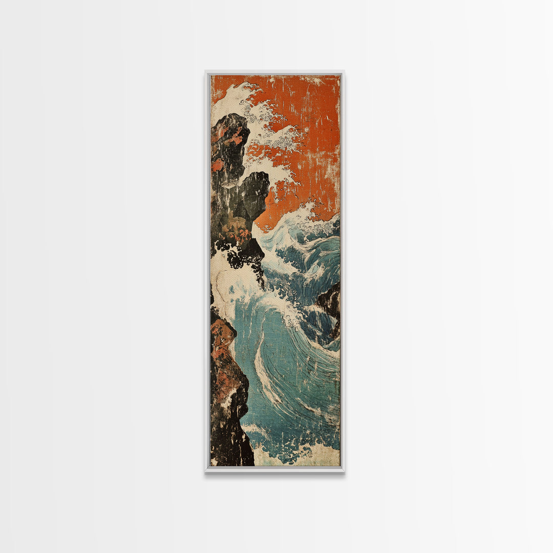 Crashing Ocean Wave Wall Art, Japanese Seascape Print, Coastal Wall Decor, Nautical Home Decor, Large Canvas Print, Beach House Decor