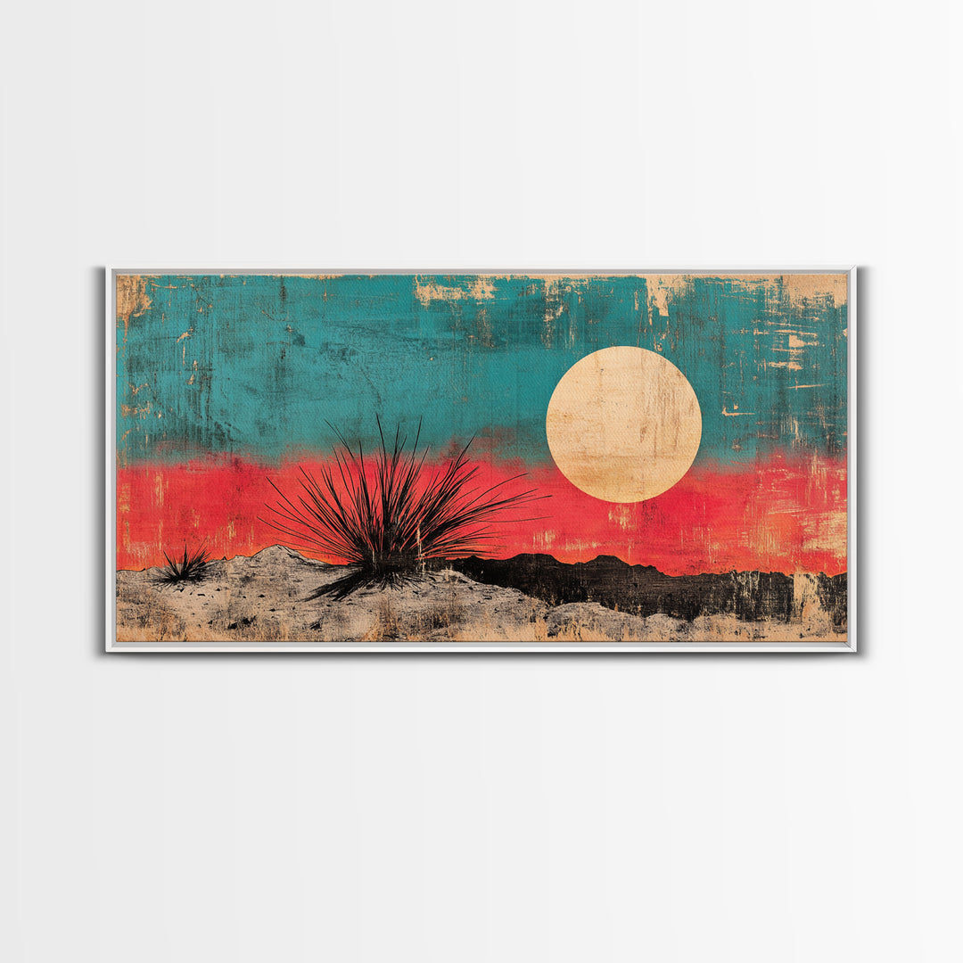 Desert Yucca Sunset Canvas Print, Southwestern Landscape Wall Art, Boho Desert Decor, Earth Tone Living Room Print Gift Idea