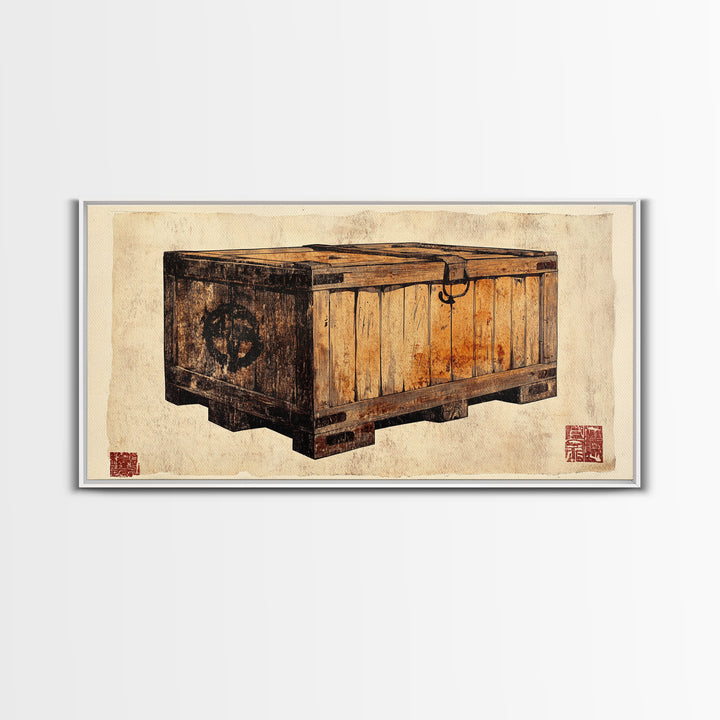 Rustic Wooden Shipping Crate Still Life Wall Art, Farmhouse Canvas Print For Industrial Decor And Masculine Office Decor