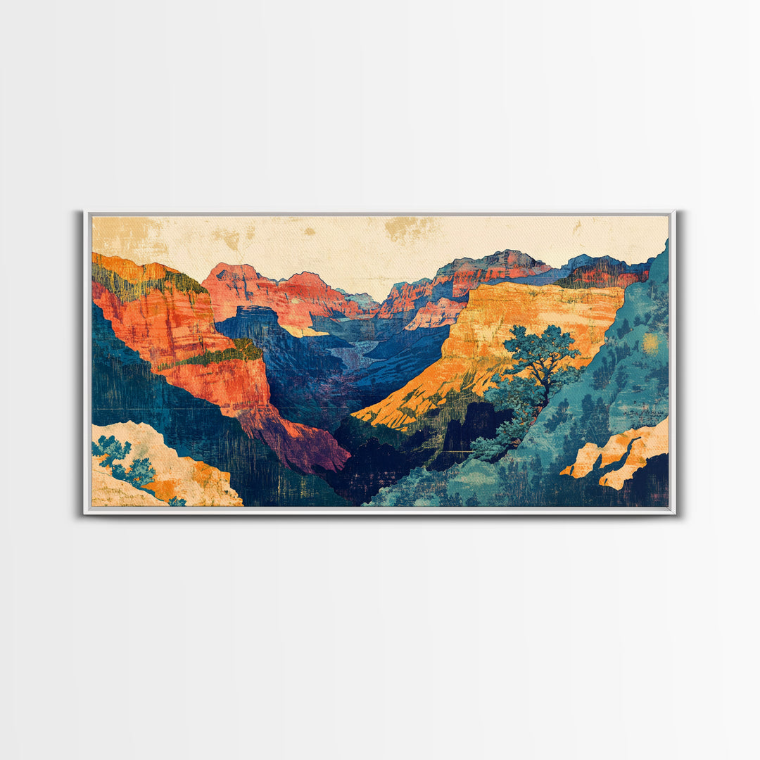 Colorful Grand Canyon Cliffs And Desert Vista Canvas Print, Southwestern Wall Art, National Park Decor, Travel Poster Gift