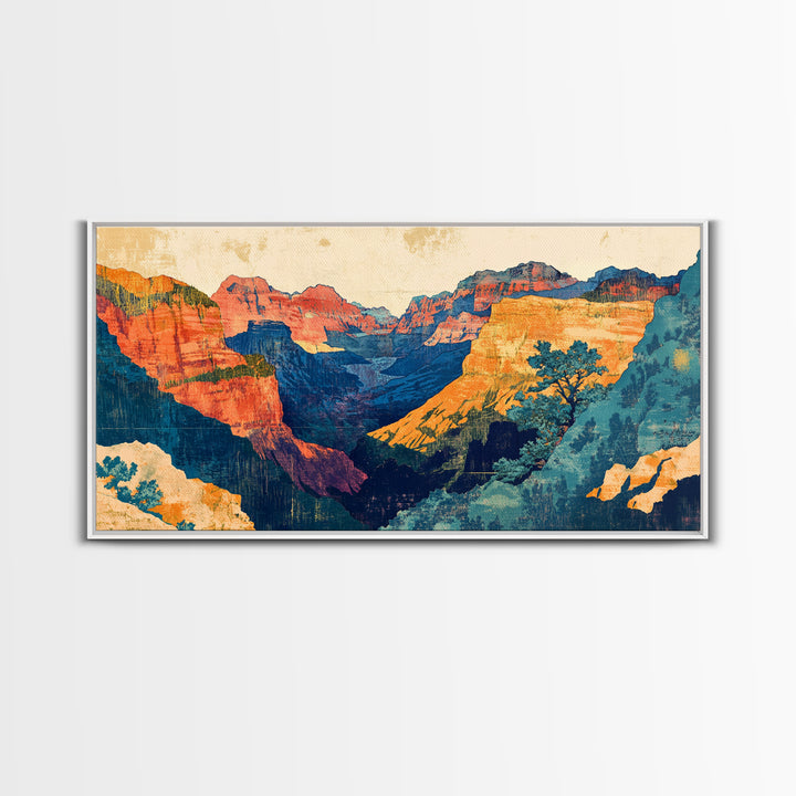 Colorful Grand Canyon Cliffs And Desert Vista Canvas Print, Southwestern Wall Art, National Park Decor, Travel Poster Gift