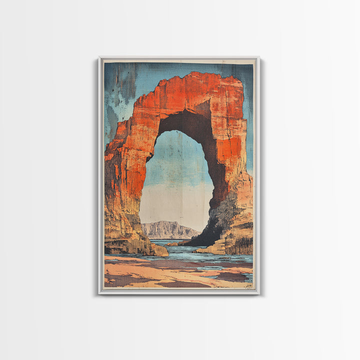 Desert Stone Arch Canvas Print, Southwestern Canyon Landscape Wall Art, Travel Poster, Rustic Home Decor Gift, Living Room Art