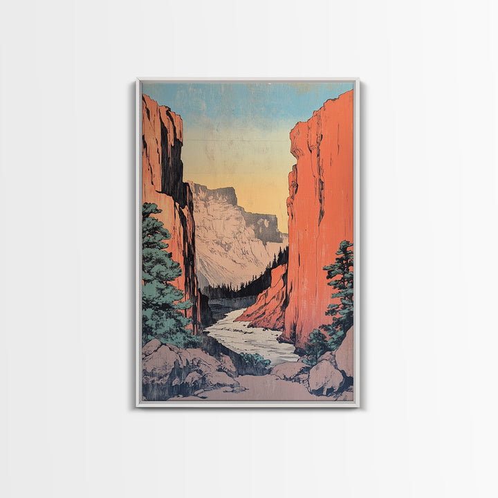 Red Rock Canyon River Canvas Print, Western Landscape Wall Art, Mountain Home Decor, Rustic Cabin Decor, Large Nature Print