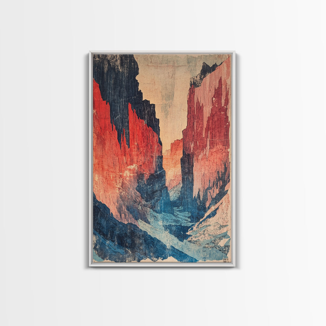 Abstract Red Canyon Wall Art, Modern Landscape Canvas Print, Southwestern Decor, Large Living Room Art, Office Decor Gift
