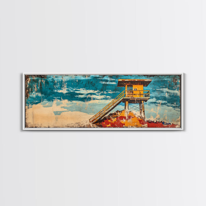 Yellow Lifeguard Tower On Turquoise Beach Canvas Print, Coastal Wall Art, Ocean Decor, Beach House Gift, Living Room Decor