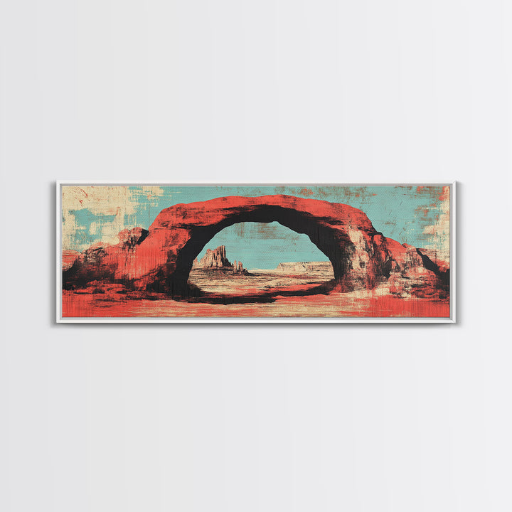 Red Desert Arch And Turquoise Sky Wall Art, Southwestern Landscape Print, Arizona Decor, Modern Rustic Living Room Canvas