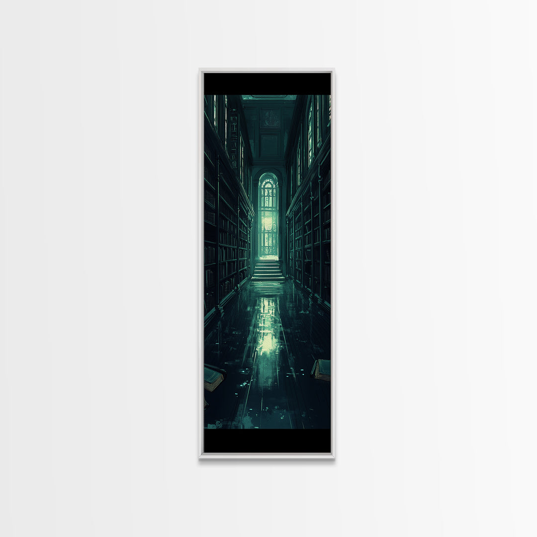 Dark Gothic Library Hallway Wall Art, Moody Bookish Decor, Fantasy Reading Nook Print, Dark Academia Living Room Wall Decor