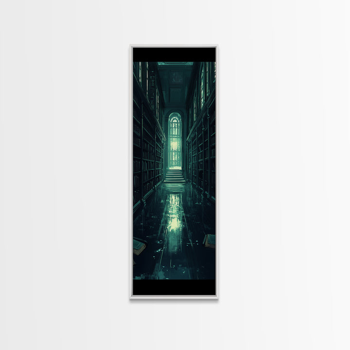 Dark Gothic Library Hallway Wall Art, Moody Bookish Decor, Fantasy Reading Nook Print, Dark Academia Living Room Wall Decor