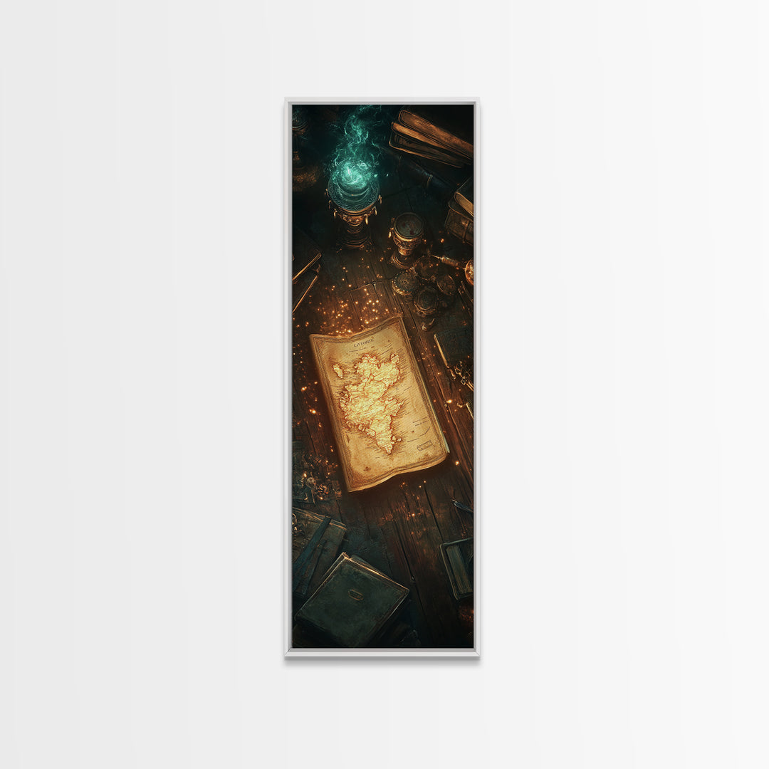 Glowing Ancient Manuscript Wall Art, Mystical Alchemy Desk Decor, Dark Academia Bookish Print For Library Study Room Decor