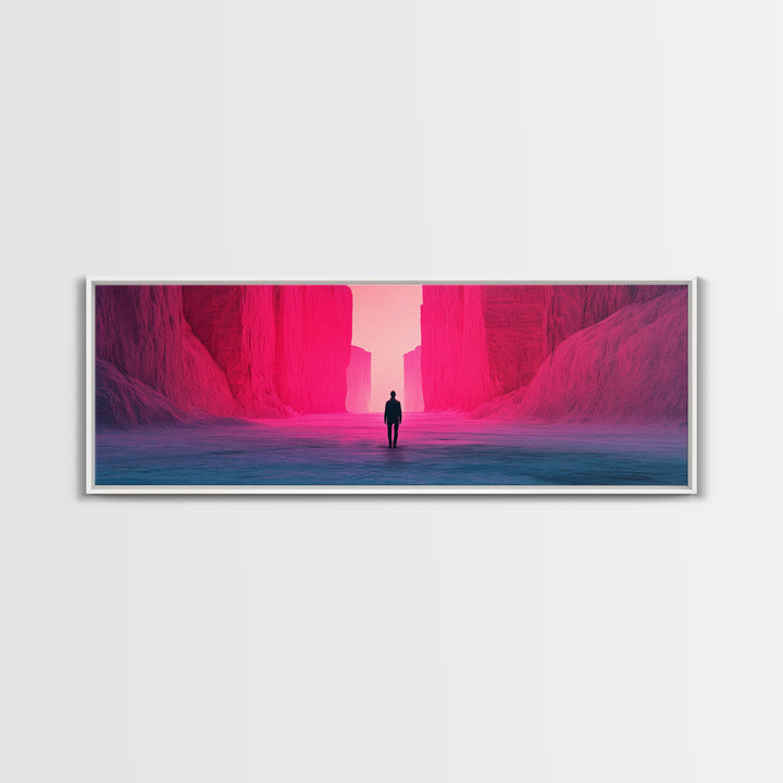 Magenta Canyon Wanderer Canvas Print, Minimalist Desert Landscape, Pink Modern Wall Art, Dramatic Statement Living Room Decor