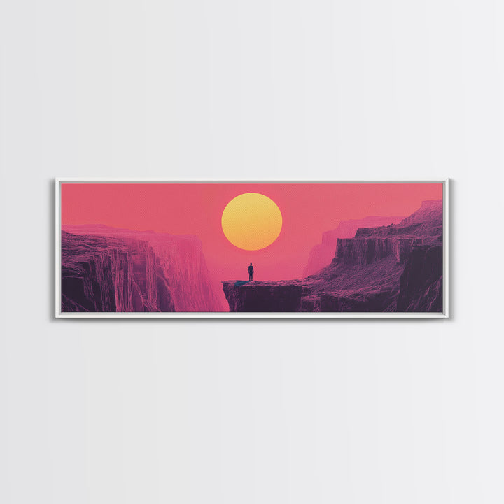 Pink Desert Canyon Cliff At Sunset Wall Art, Minimalist Landscape Canvas Print, Southwestern Modern Home Decor Gift For Him