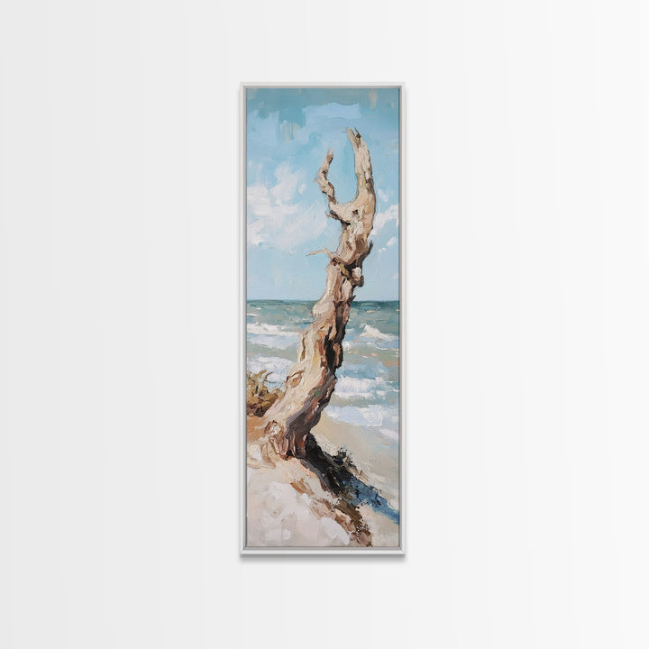 Sun Bleached Driftwood On Beach Canvas Print, Coastal Wall Art, Ocean Landscape Decor, Nautical Home Decor, Beach House Gift