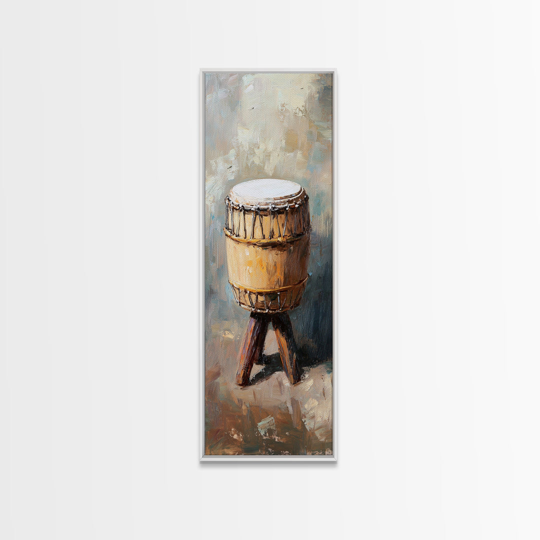 Rustic Tribal Drum Oil Painting Wall Art, Music Room Decor, African Inspired Art, Boho Home Decor, Gift For Music Lover, Unique Gift