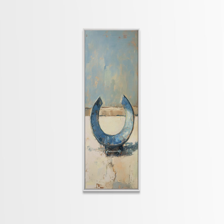 Blue Horseshoe Rustic Western Wall Art, Farmhouse Country Canvas Print, Lucky Horse Decor, Cowgirl Home Decor Gift For Him Or Her