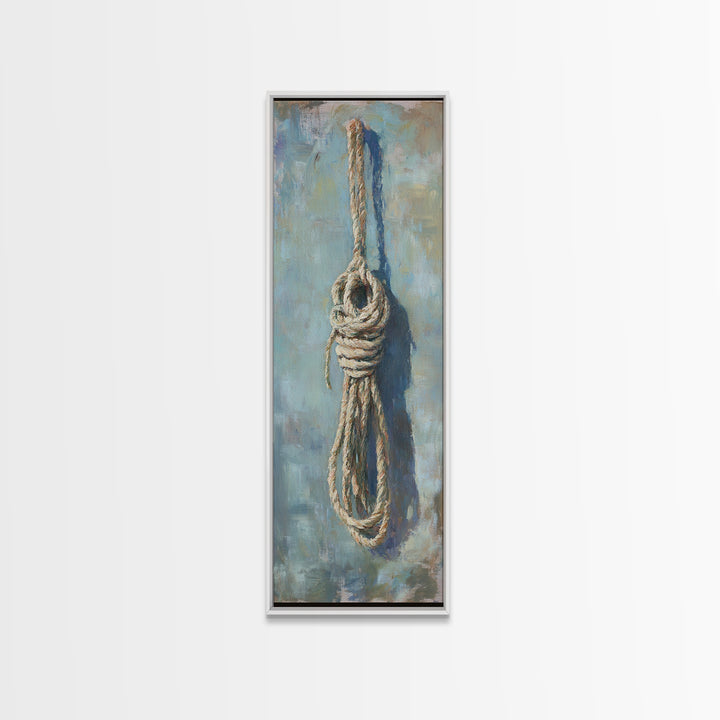 Coiled Nautical Rope Knot Wall Art, Coastal Canvas Print, Rustic Beach House Decor, Lake House Gift, Textured Wall Decor