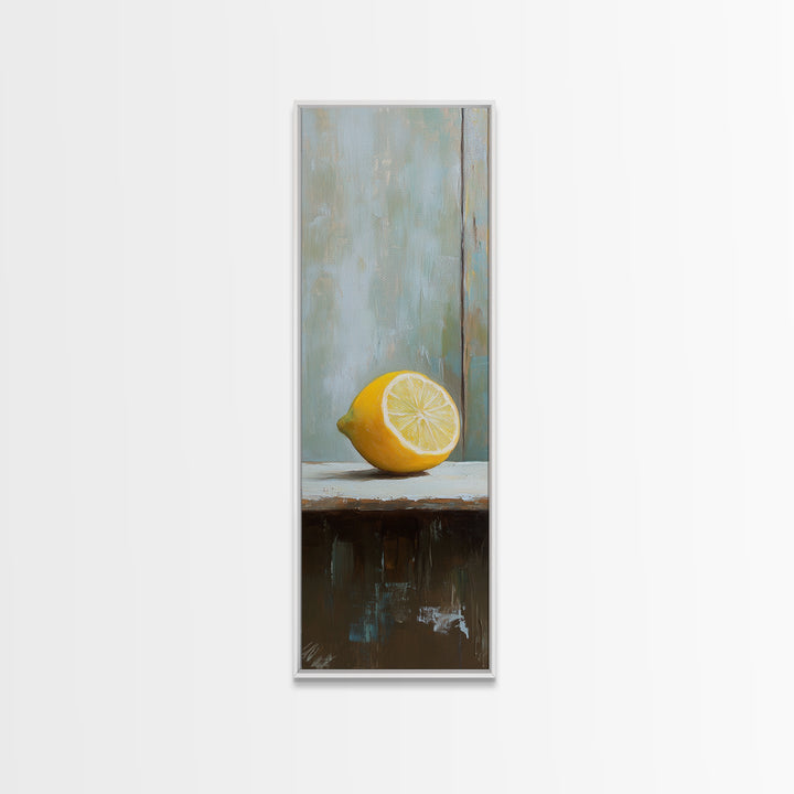 Bright Lemon Slice Canvas Print, Minimalist Kitchen Wall Art, Fruit Still Life, Mediterranean Decor, Modern Home Decor Gift