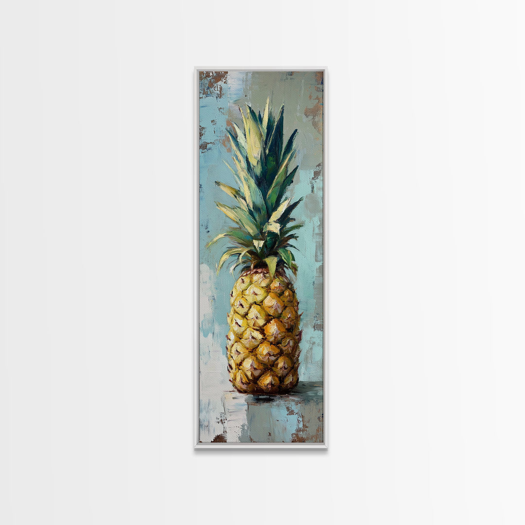 Bright Pineapple Still Life Canvas Print, Tropical Kitchen Wall Art, Coastal Home Decor, Fruit Poster For Beach House Gift