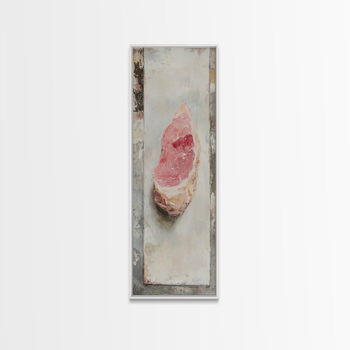 Pink Rose Quartz Crystal Oil Painting Wall Art, Boho Spiritual Home Decor, Celestial Gift For Her, Mystical Canvas Print