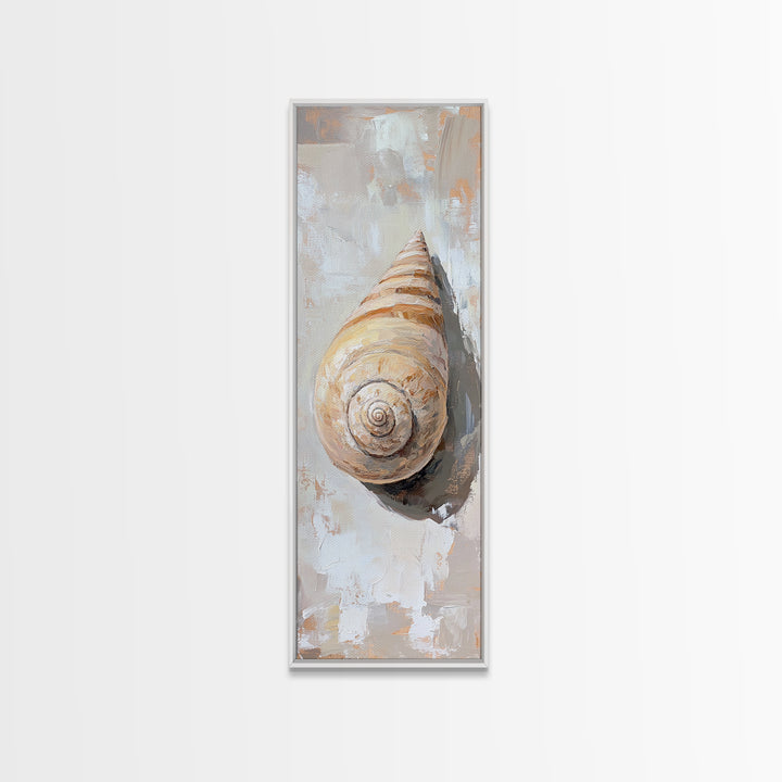 Textured Spiral Seashell Wall Art, Coastal Bathroom Decor, Beach House Wall Decor, Nautical Canvas Print For Ocean Lovers