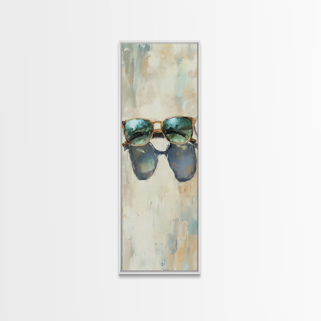 Teal Sunglasses With Beach Reflections Wall Art, Coastal Canvas Print, Summer Home Decor, Beach House Gift For Her, Living Room Decor