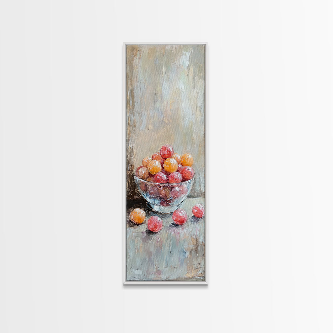 Bowl Of Red And Orange Fruit Still Life Wall Art, Rustic Kitchen Decor, Farmhouse Wall Decor, Food Art Print, Dining Room Print