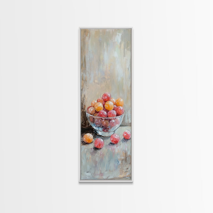 Bowl Of Red And Orange Fruit Still Life Wall Art, Rustic Kitchen Decor, Farmhouse Wall Decor, Food Art Print, Dining Room Print