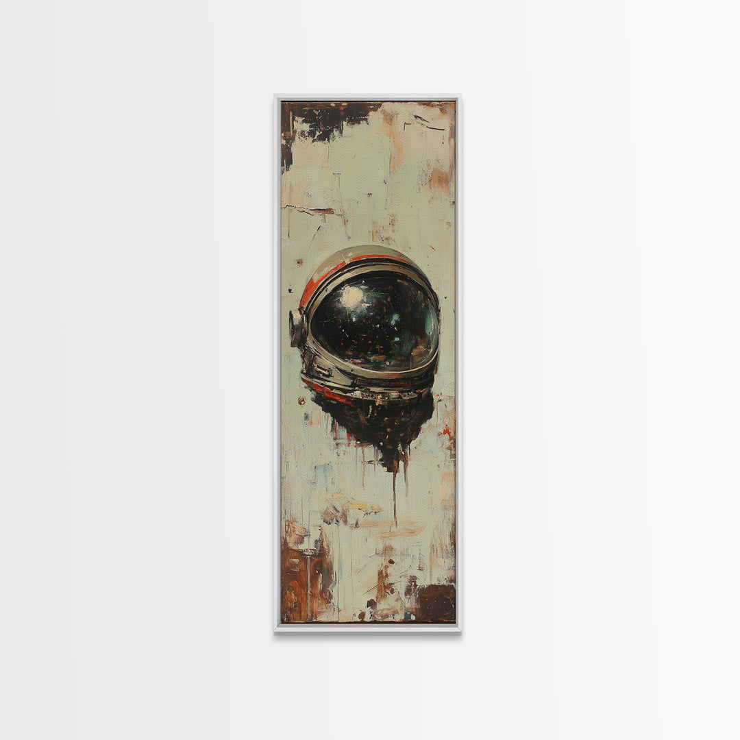 Weathered Astronaut Helmet Canvas Print, Retro Space Wall Art, Sci Fi Decor, Futuristic Office Decor, Gift For Him, Modern Home Decor