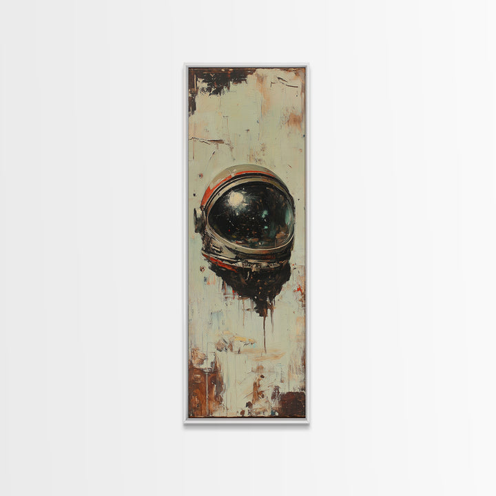 Weathered Astronaut Helmet Canvas Print, Retro Space Wall Art, Sci Fi Decor, Futuristic Office Decor, Gift For Him, Modern Home Decor