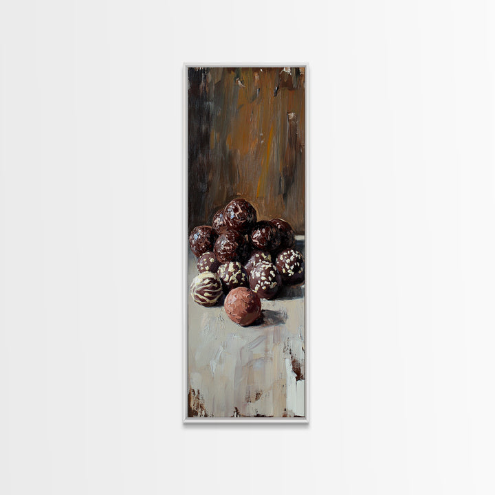 Chocolate Truffle Still Life Wall Art, Moody Kitchen Decor, Food Art Print, Dining Room Canvas Print, Gift For Foodie, Home Decor