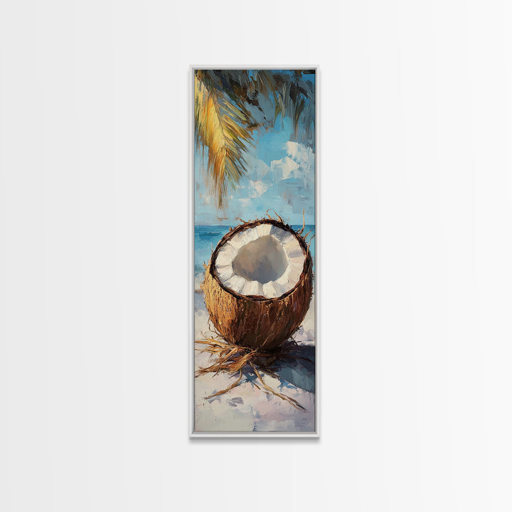 Tropical Coconut Beach Wall Art, Coastal Canvas Print, Palm Tree Ocean Decor, Summer Beach House Wall Decor Gift For Her