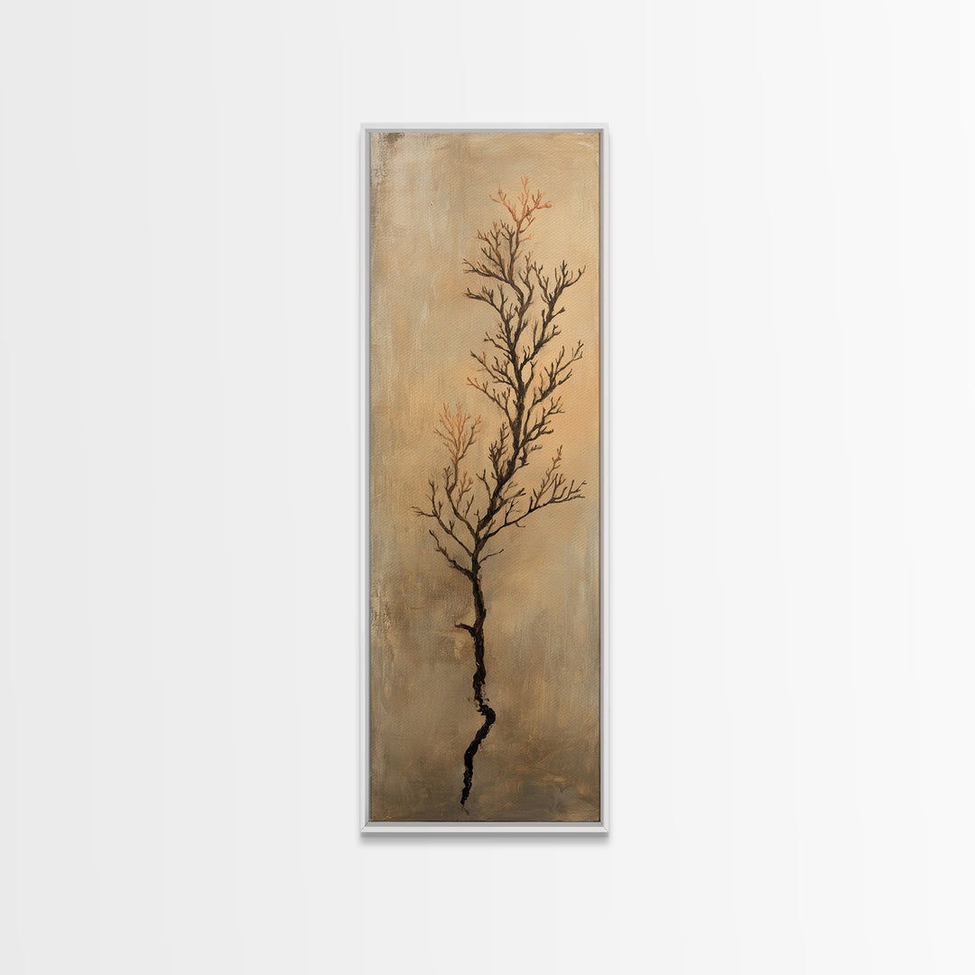 Minimal Bare Tree Branch Wall Art, Wabi Sabi Neutral Decor, Botanical Line Art Print, Japandi Canvas Print, Organic Modern Art