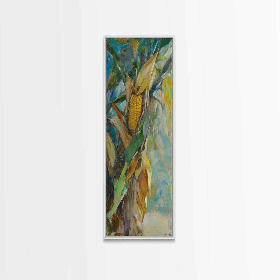 Rustic Corn Cob In Husk Canvas Print, Farmhouse Kitchen Wall Art, Country Harvest Decor, Southwestern Food Art Print, Home Decor