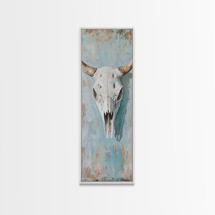 Longhorn Bull Skull Framed Canvas Print, Western Wall Art, Rustic Ranch Decor, Southwestern Farmhouse Home Decor, Gift For Him
