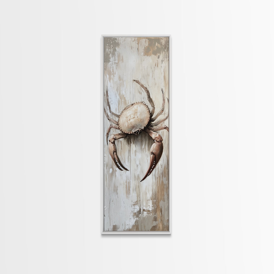 Coastal Crab Canvas Print, Nautical Wall Art, Beach House Decor, Rustic Seafood Painting, Ocean Kitchen Home Decor, Gift For Her