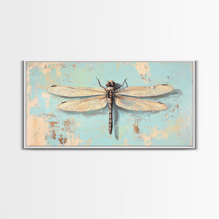 Detailed Dragonfly Insect Wall Art, Nature Canvas Print, Entomology Decor, Botanical Wall Decor, Rustic Wildlife Art, Home Decor