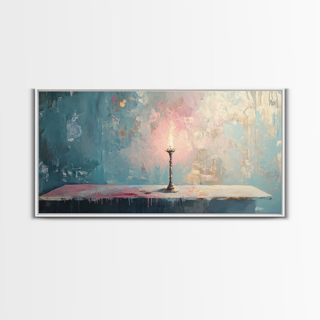 Lonely Candle Glow Minimalist Wall Art, Moody Abstract Canvas Print, Calming Bedroom Decor, Modern Living Room Art, Housewarming Gift