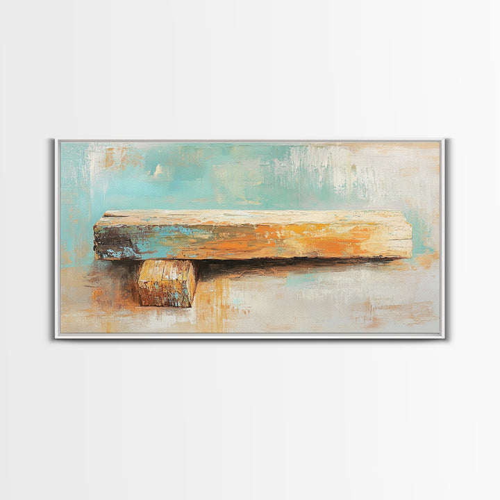 Weathered Wood Plank Abstract Wall Art, Rustic Textured Minimalist Canvas Print, Wabi Sabi Decor, Neutral Modern Home Decor