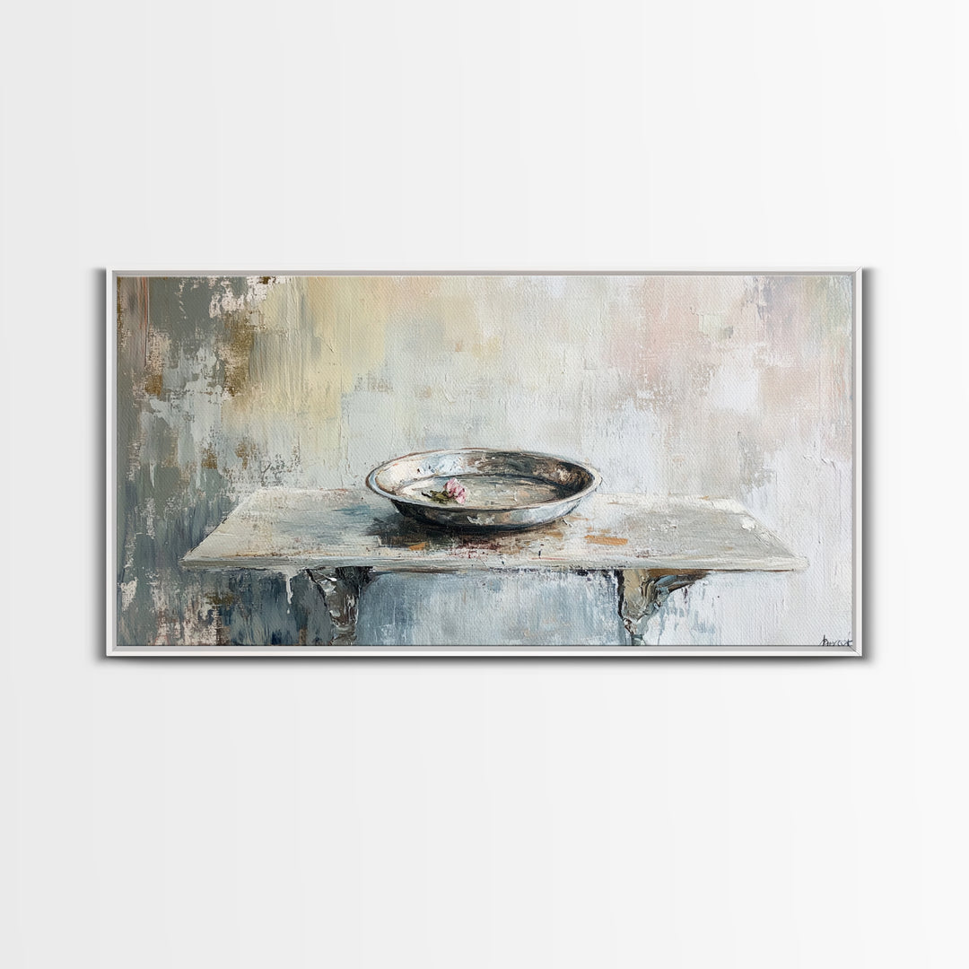 Wabi Sabi Ceramic Bowl Still Life Canvas Print, Neutral Wall Art, Minimalist Decor, Japandi Kitchen Wall Decor Gift Idea