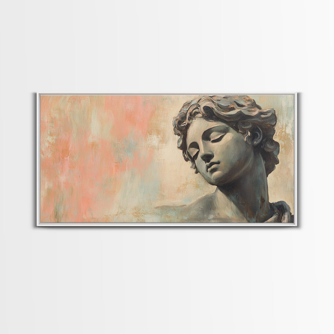 Classical Stone Bust Portrait Canvas Print, Renaissance Wall Art, Dark Academia Decor, Greek Statue Gift For Art Lover Classic Home Decor