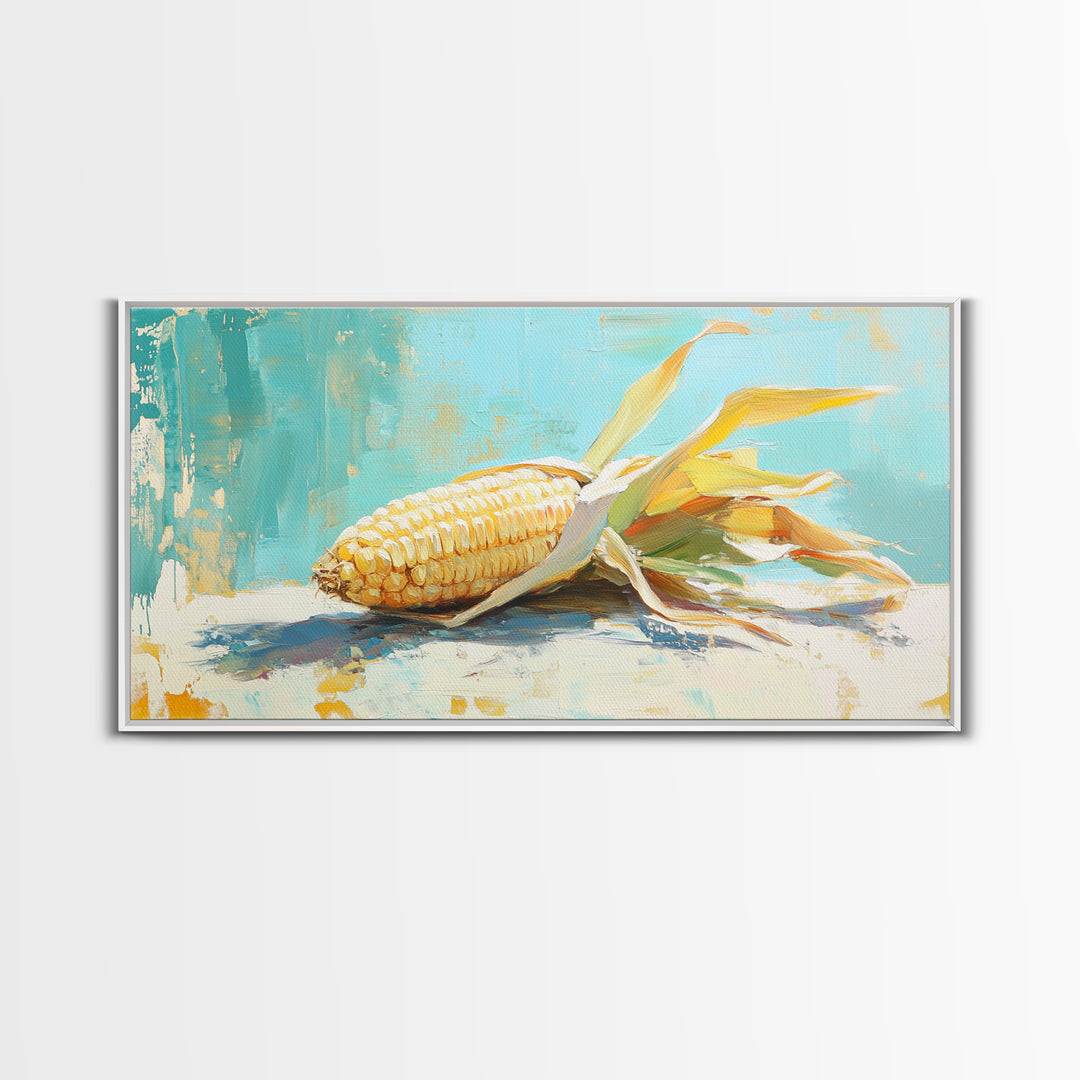 Golden Corn Still Life Canvas Print, Farmhouse Kitchen Wall Art, Rustic Country Decor, Food Art Print For Dining Room Decor