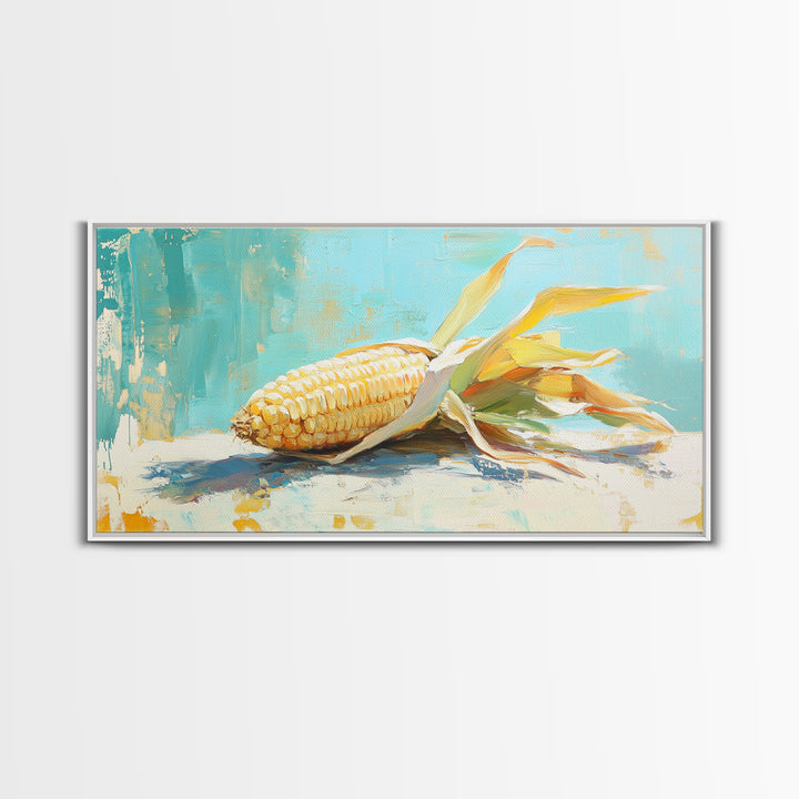 Golden Corn Still Life Canvas Print, Farmhouse Kitchen Wall Art, Rustic Country Decor, Food Art Print For Dining Room Decor